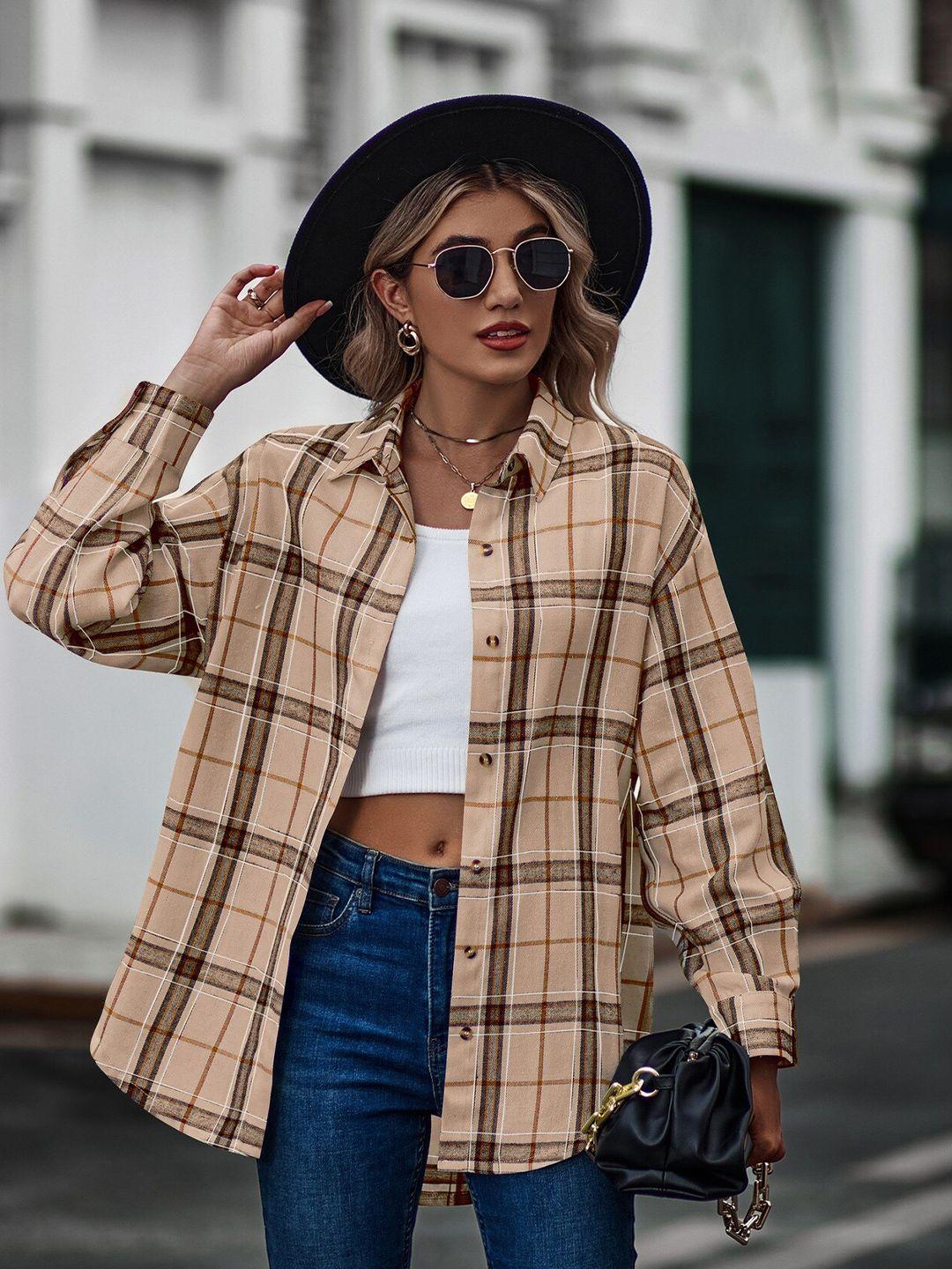 bostreet checked shirt style top