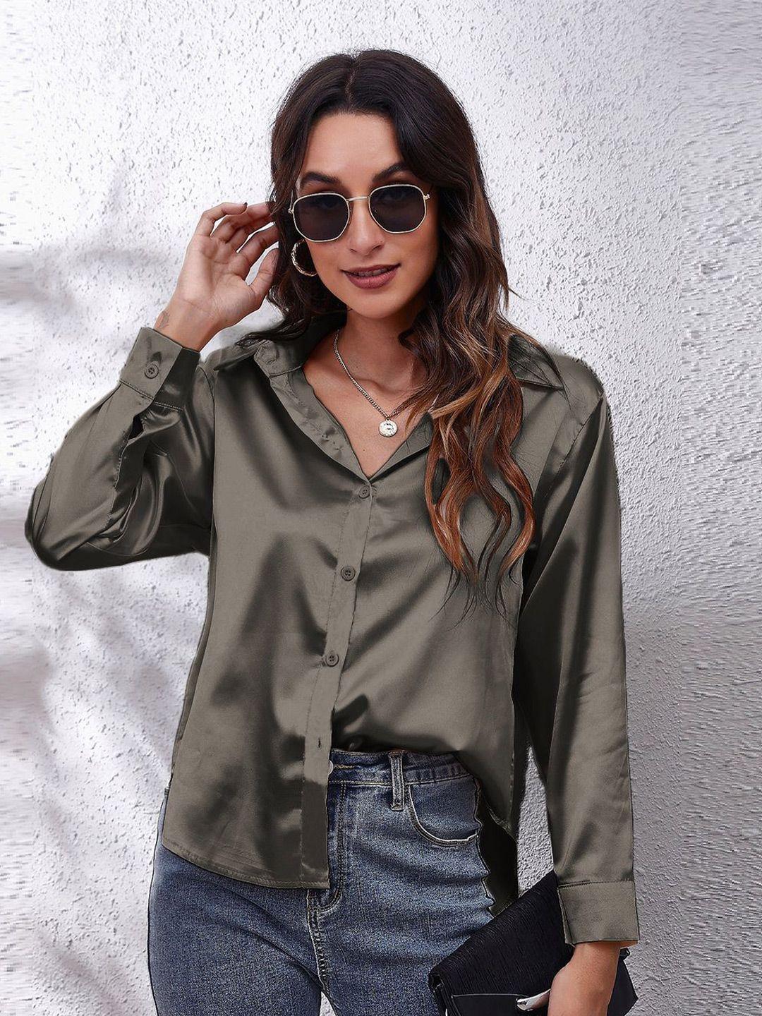 bostreet grey shirt collar high-low longline regular top