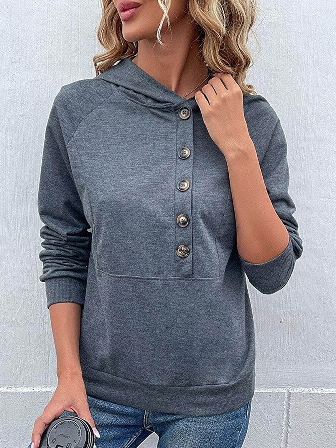 bostreet hooded cuffed sleeves shirt style top