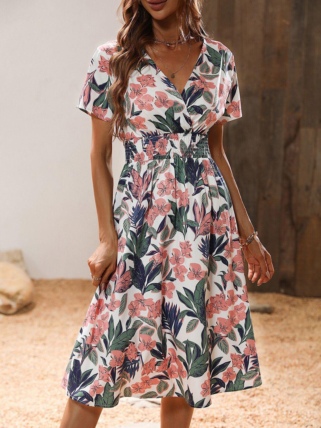 bostreet peach-coloured floral dress