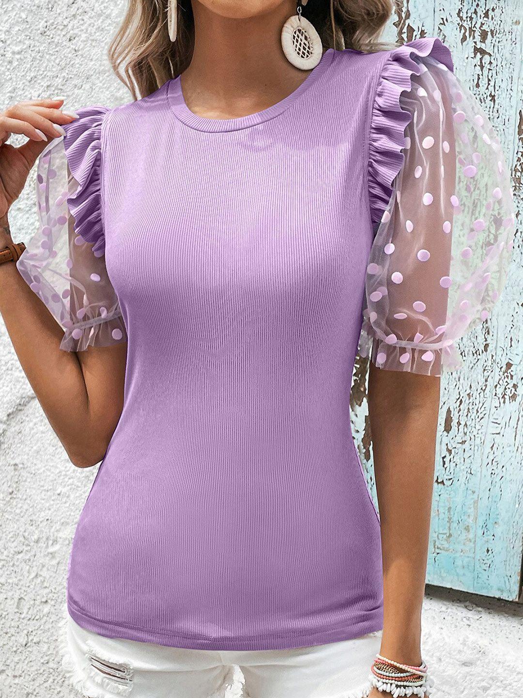 bostreet purple puff sleeves top