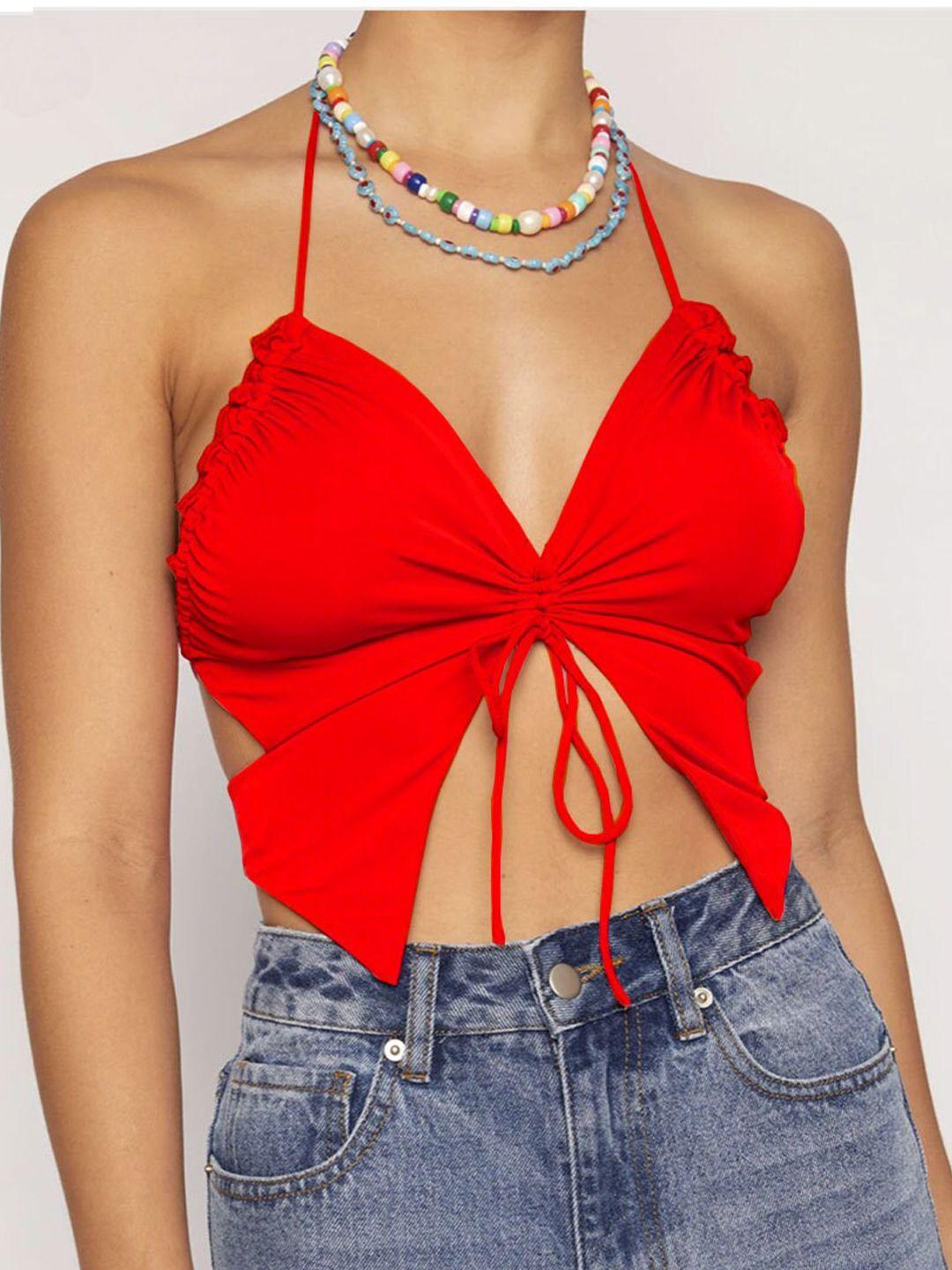 bostreet red bralette crop top