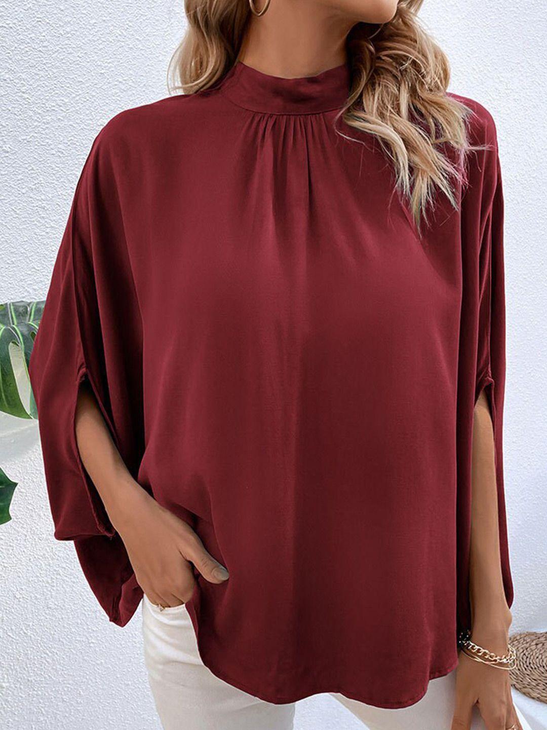 bostreet red tie-up neck batwing sleeve top