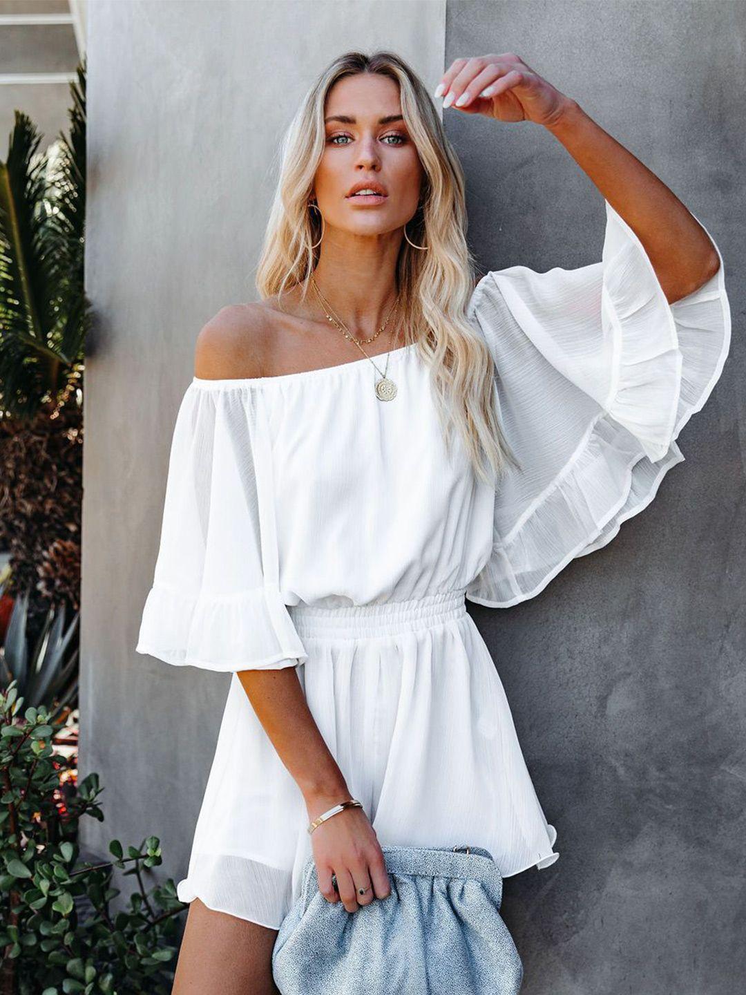 bostreet white off-shoulder playsuit