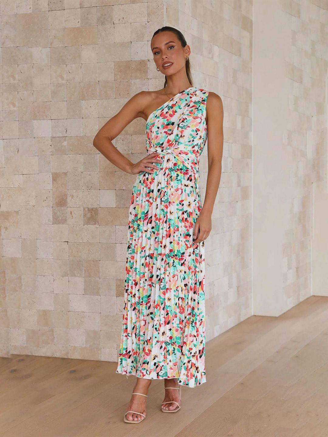 bostreet white print maxi dress