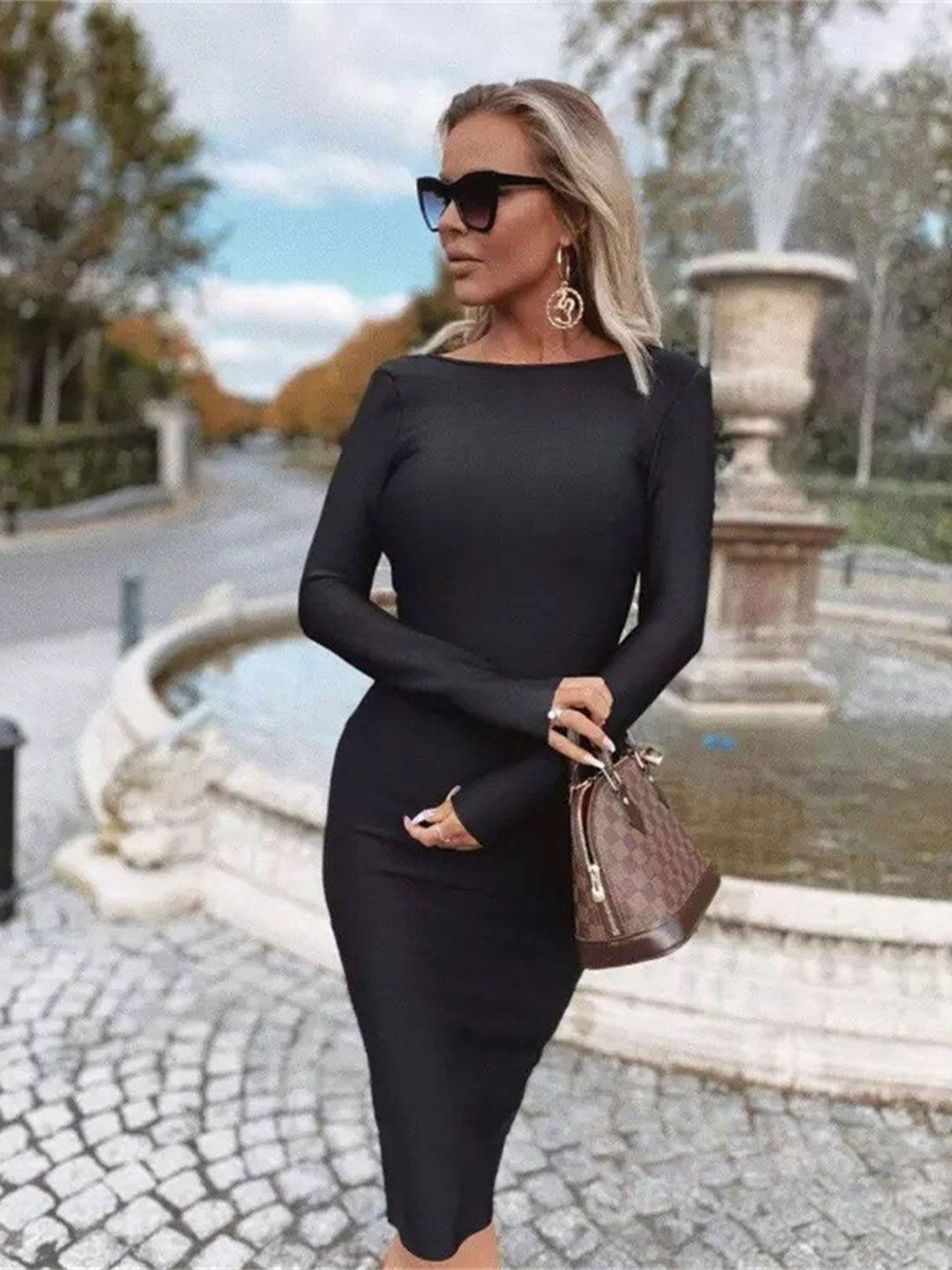 bostreet women black bodycon dress