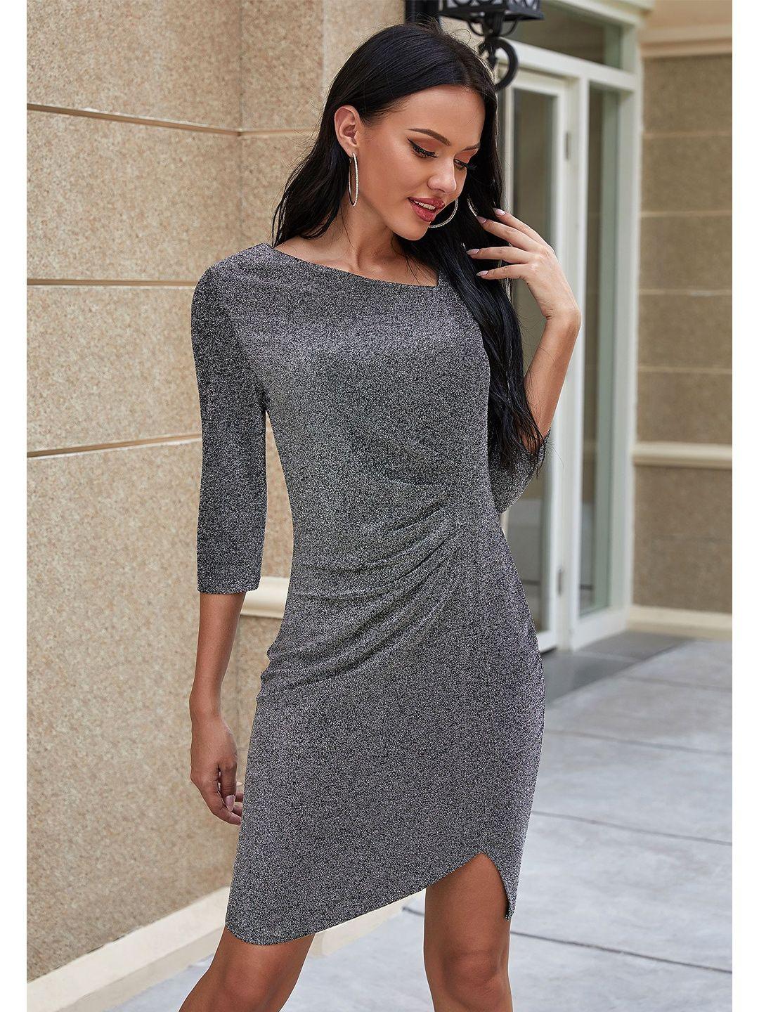 bostreet women grey solid sheath dress
