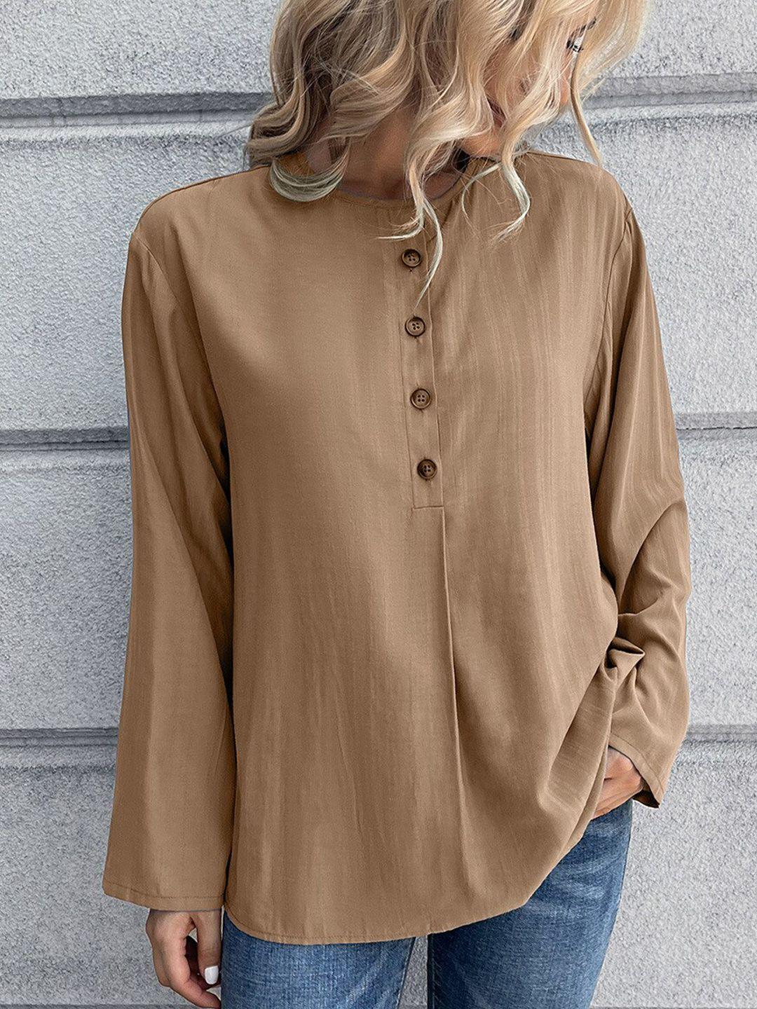 bostreet women khaki shirt style top