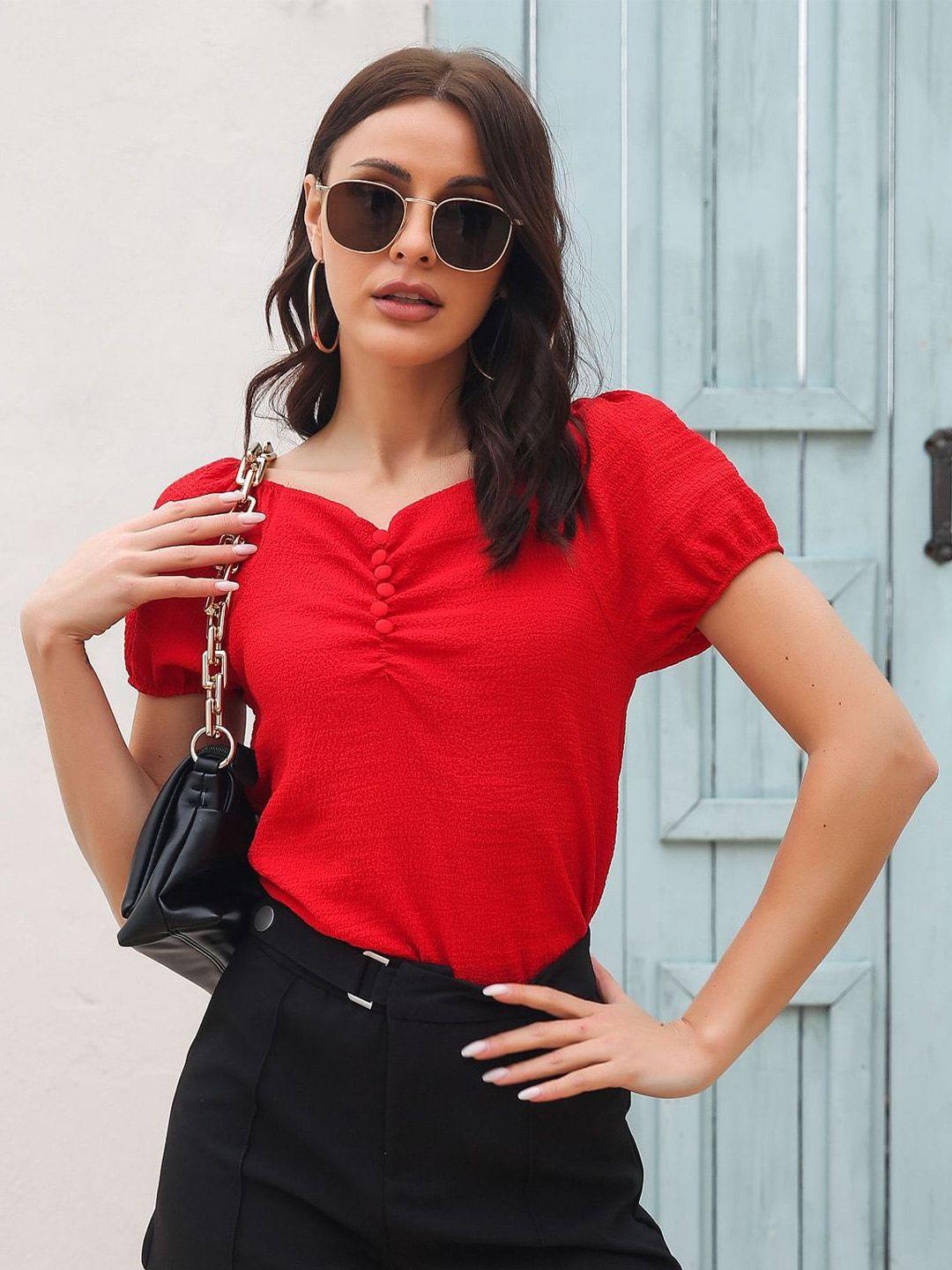 bostreet women red solid top