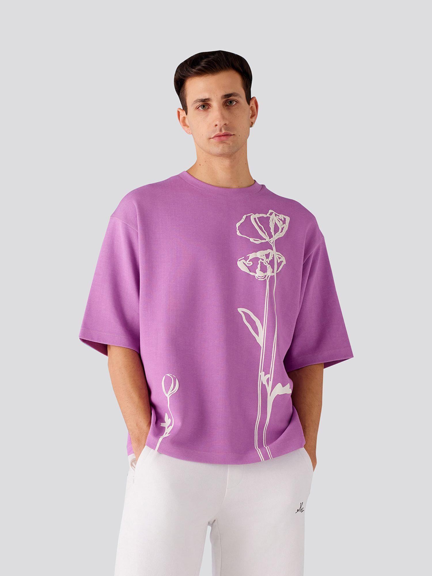 botanic floral oversized unisex t-shirt lavender