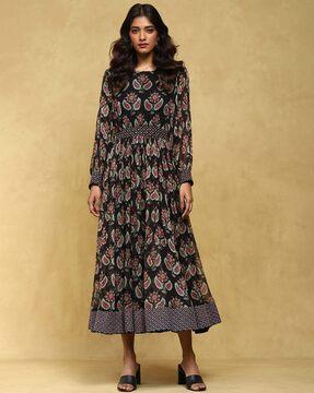 botanic print long dress