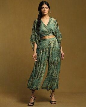 botanical print top & palazzos set