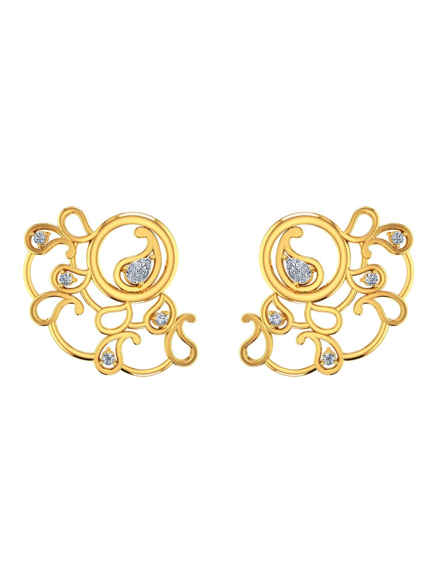 boteh stud gold earrings with silicone push