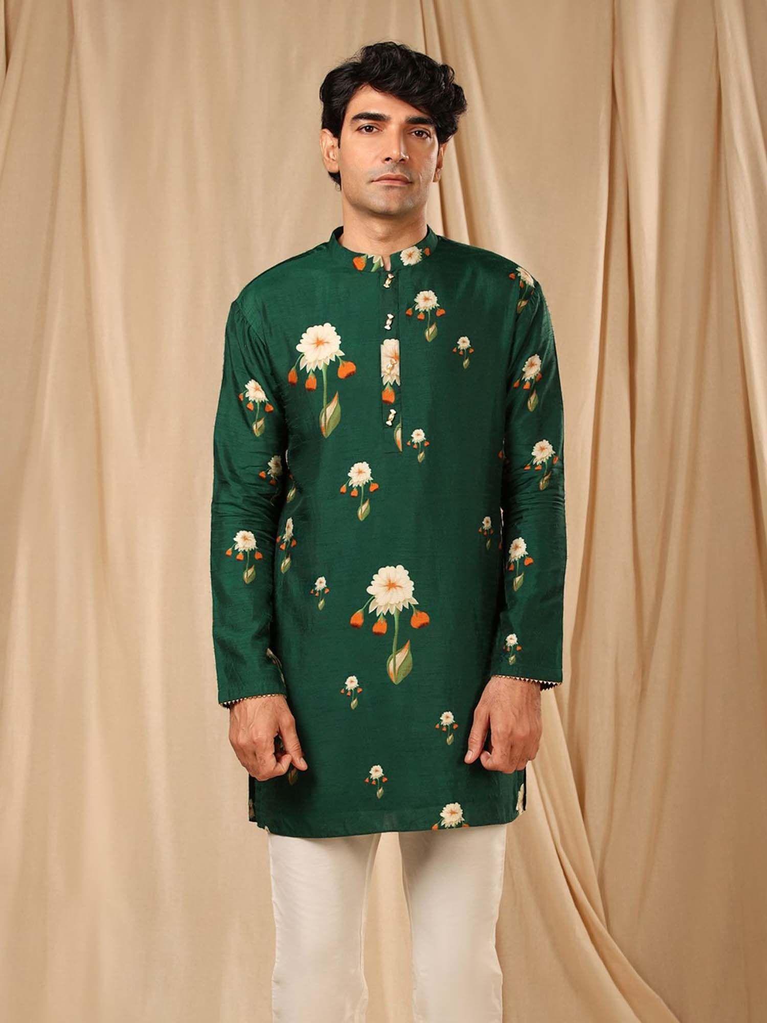 bottle green buttercup men kurta