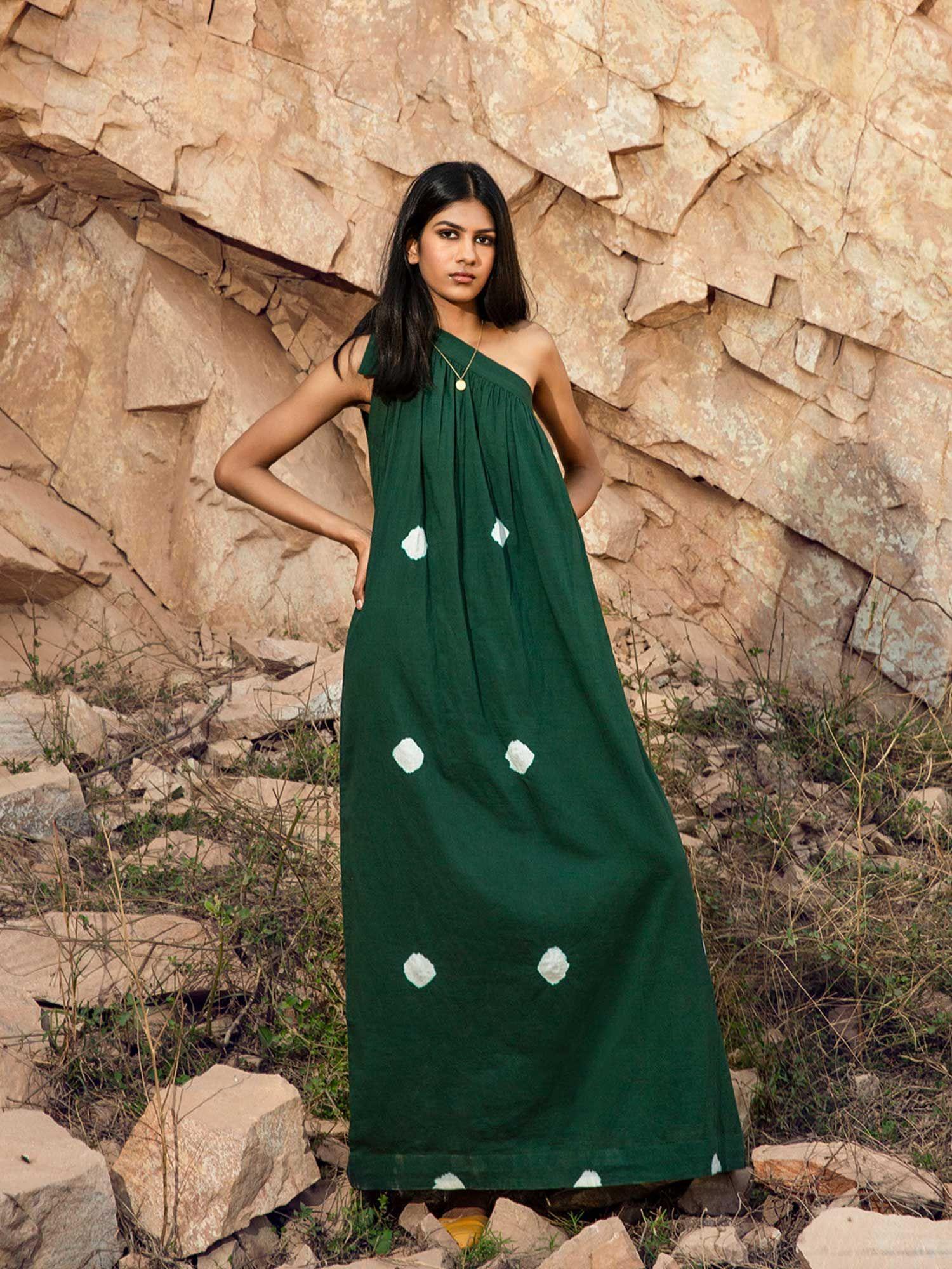 bottle green escapade dress