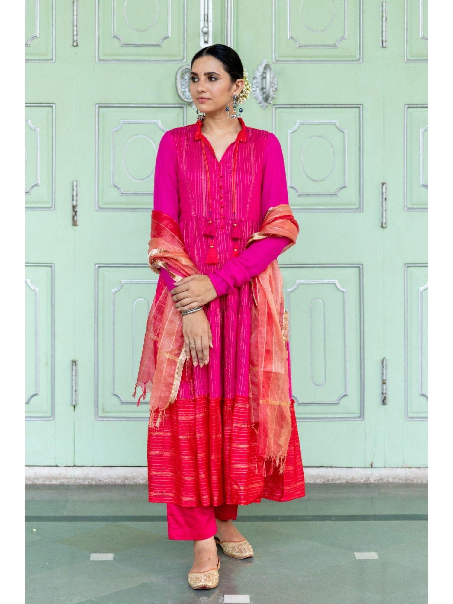 bougainvillea anarkali set (set of 3)