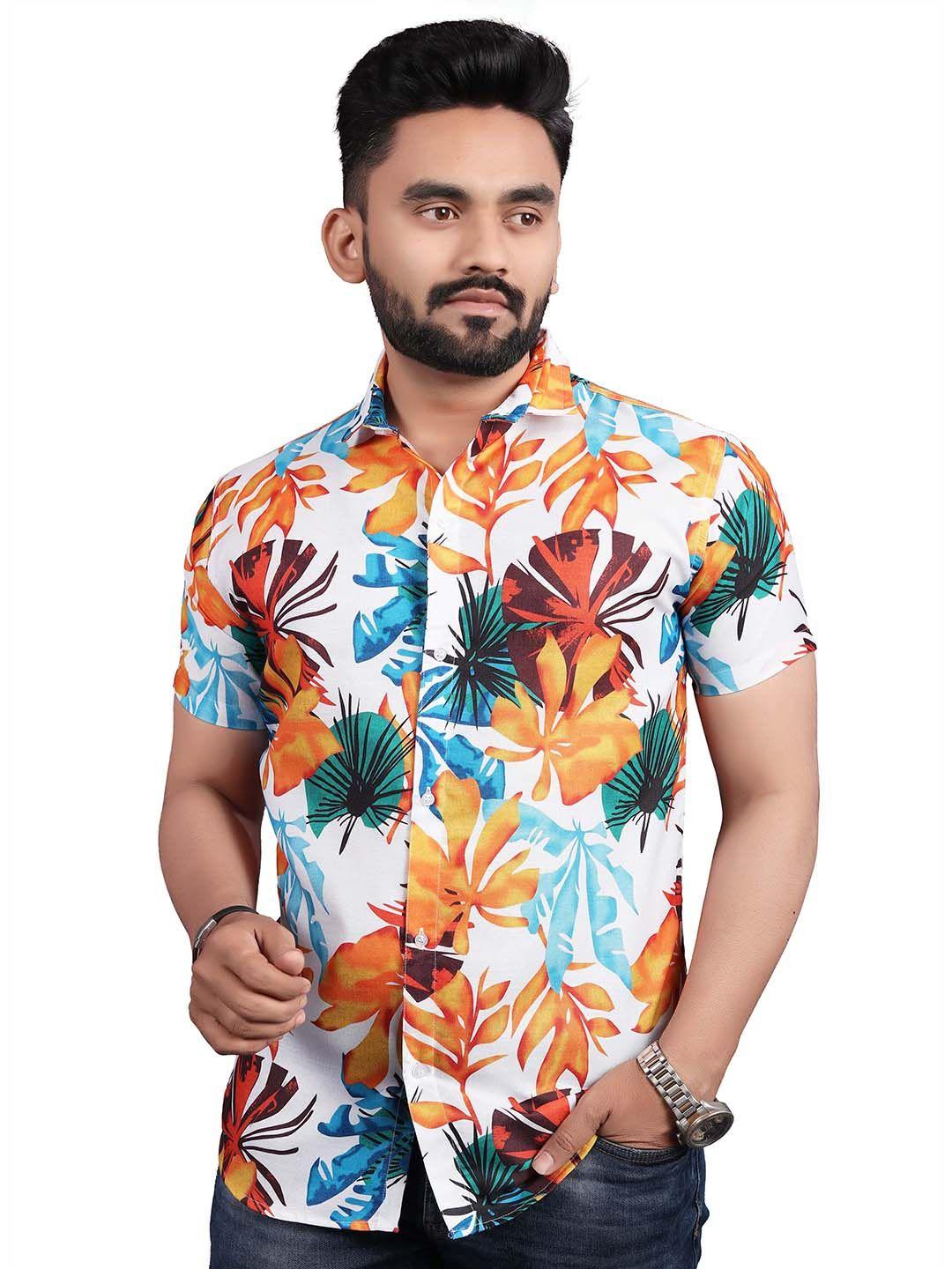 bought first men multicoloured relaxed floral opaque printed party shirt