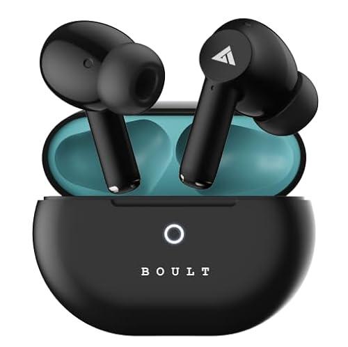 boult audio k40 true wireless in ear earbuds with 48h playtime, clear calling 4 mics, 45ms low latency gaming, premium grip, 13mm bass drivers, type-c fast charging, btv 5.3 ear buds (electric black)