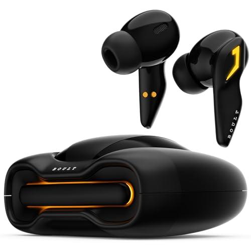 boult audio ufo truly wireless in ear earbuds with 48h playtime, built-in app support, 45ms low latency gaming, 4 mics enc, breathing leds, 13mm bass drivers ear buds tws, made in india (black gloss)