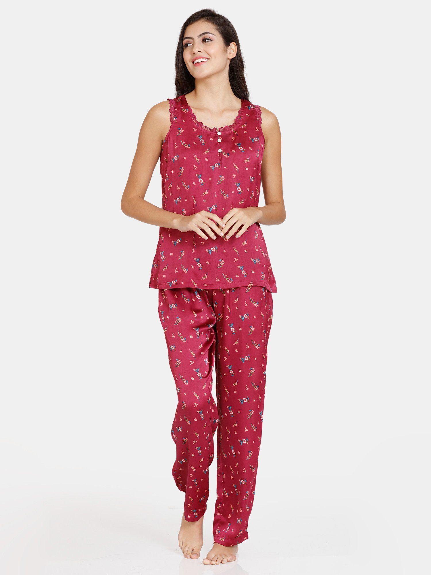 bouquet toss woven pyjama set - red plum