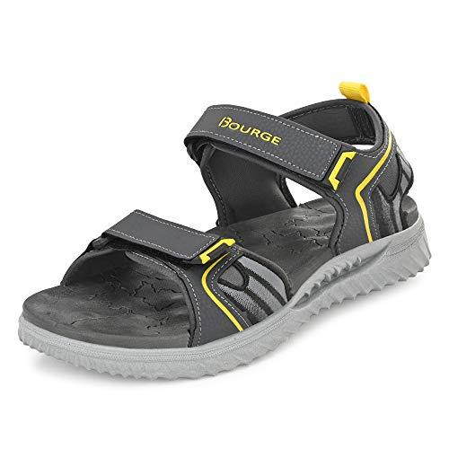 bourge men's garda-z21 d.grey and yellow floaters-6 uk (40 eu) (7 us) (garda-124-06)