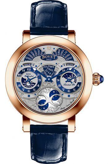 bovet dimier blue dial manual winding watch with leather strap for men - r270001