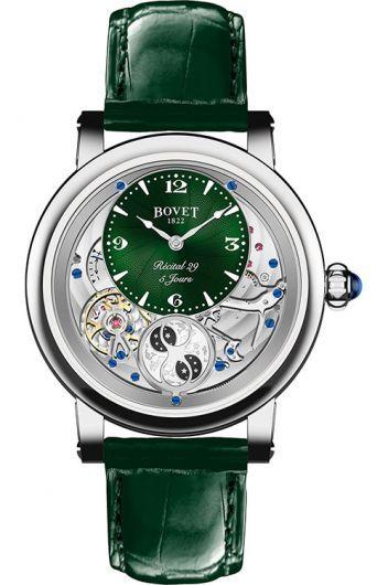 bovet dimier green dial manual winding watch with leather strap for men - r290001