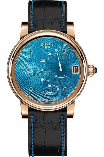 bovet dimier turquoise dial manual winding watch with leather strap for men - r150013