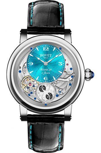 bovet dimier turquoise dial manual winding watch with leather strap for men - r290004