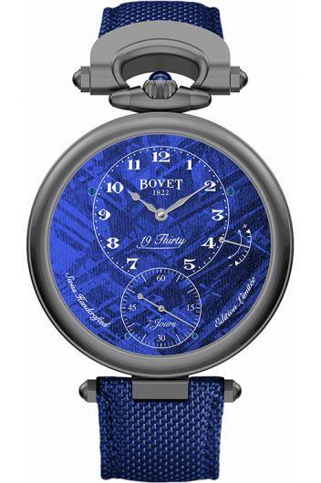 bovet fleurier blue dial automatic watch with leather strap for men - ntt0011