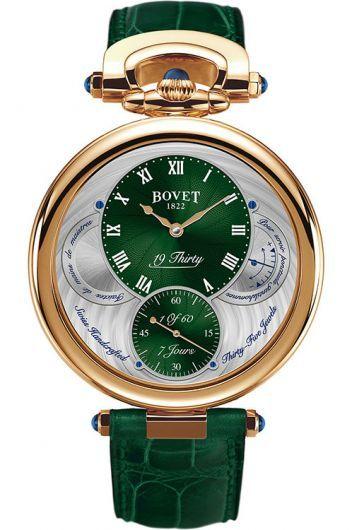 bovet fleurier green dial manual winding watch with leather strap for men - ntr0067