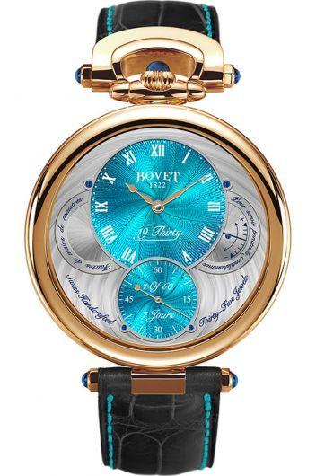 bovet fleurier turquoise dial manual winding watch with leather strap for men - ntr0053