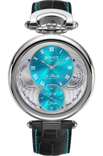 bovet fleurier turquoise dial manual winding watch with leather strap for men - nts0053