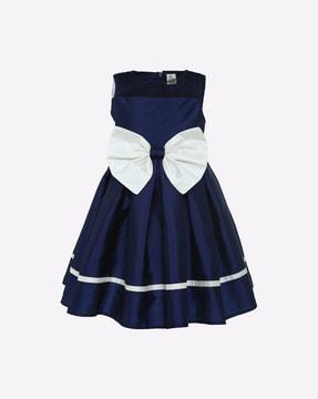 bow applique fit & flare dress