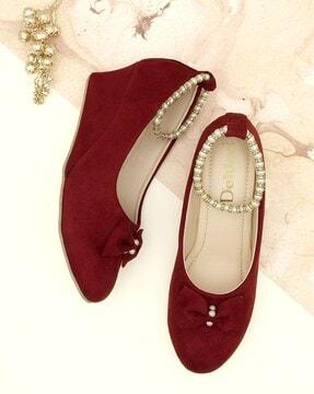 bow accent wedge ballerinas