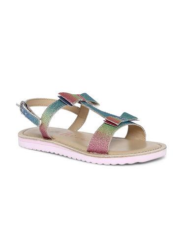 bow multi-color round toe sandals