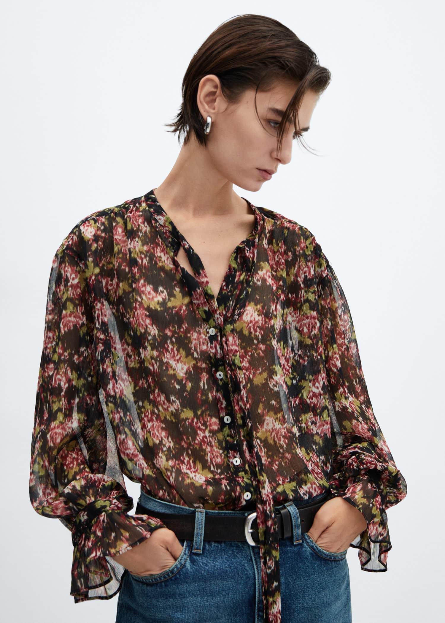 bow printed blouse