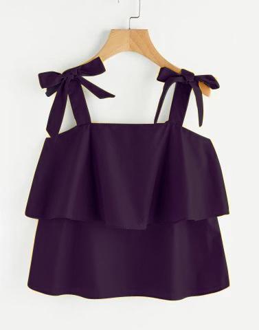 bow tie purple flounce top