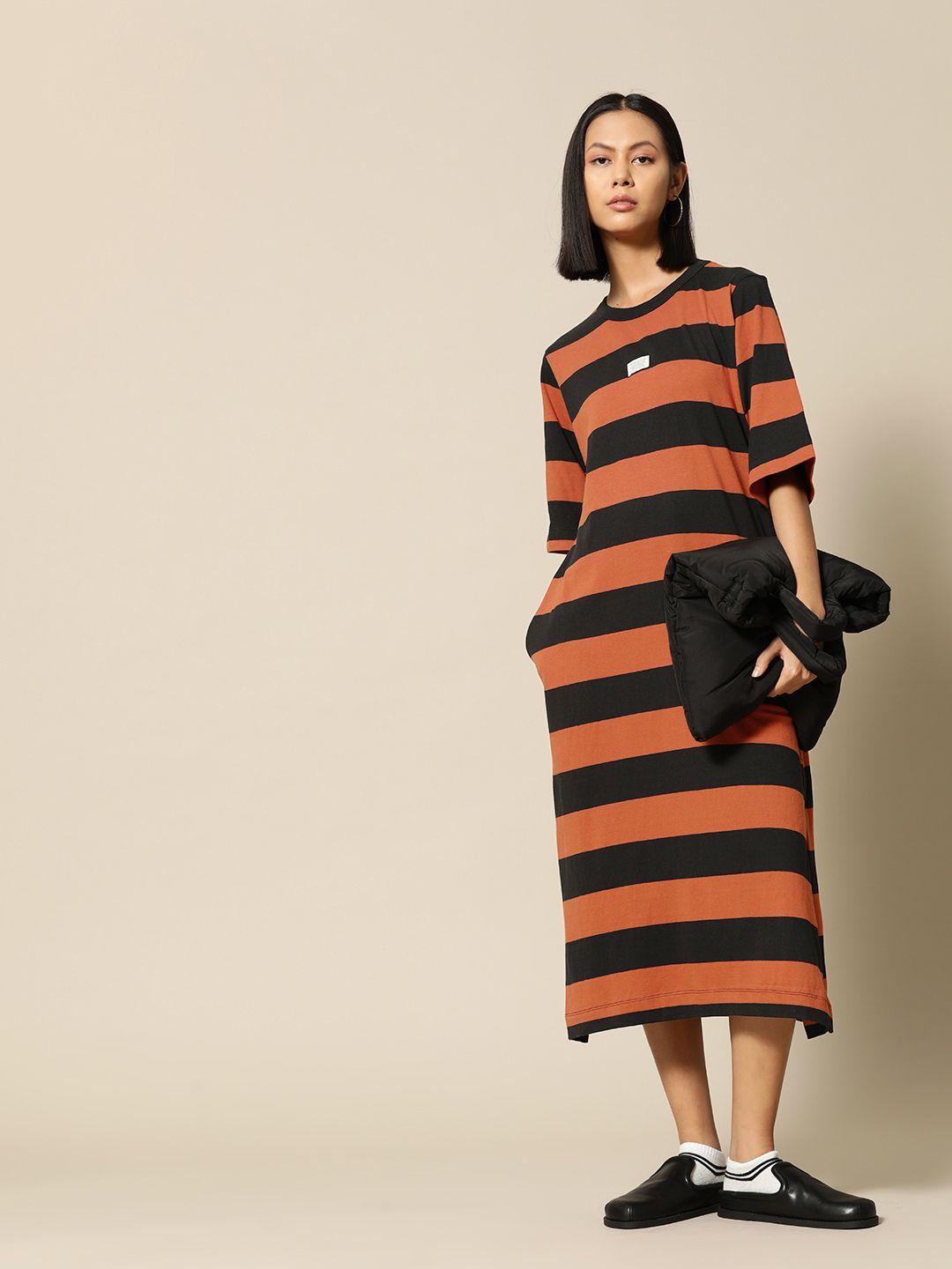 bower pure cotton striped t-shirt midi dress