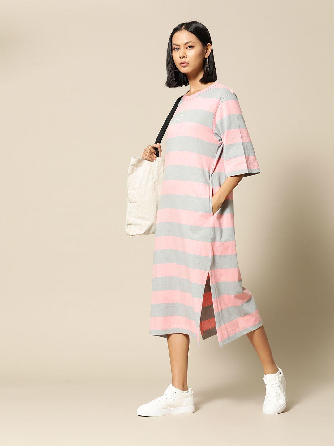 bower pure cotton striped t-shirt midi dress