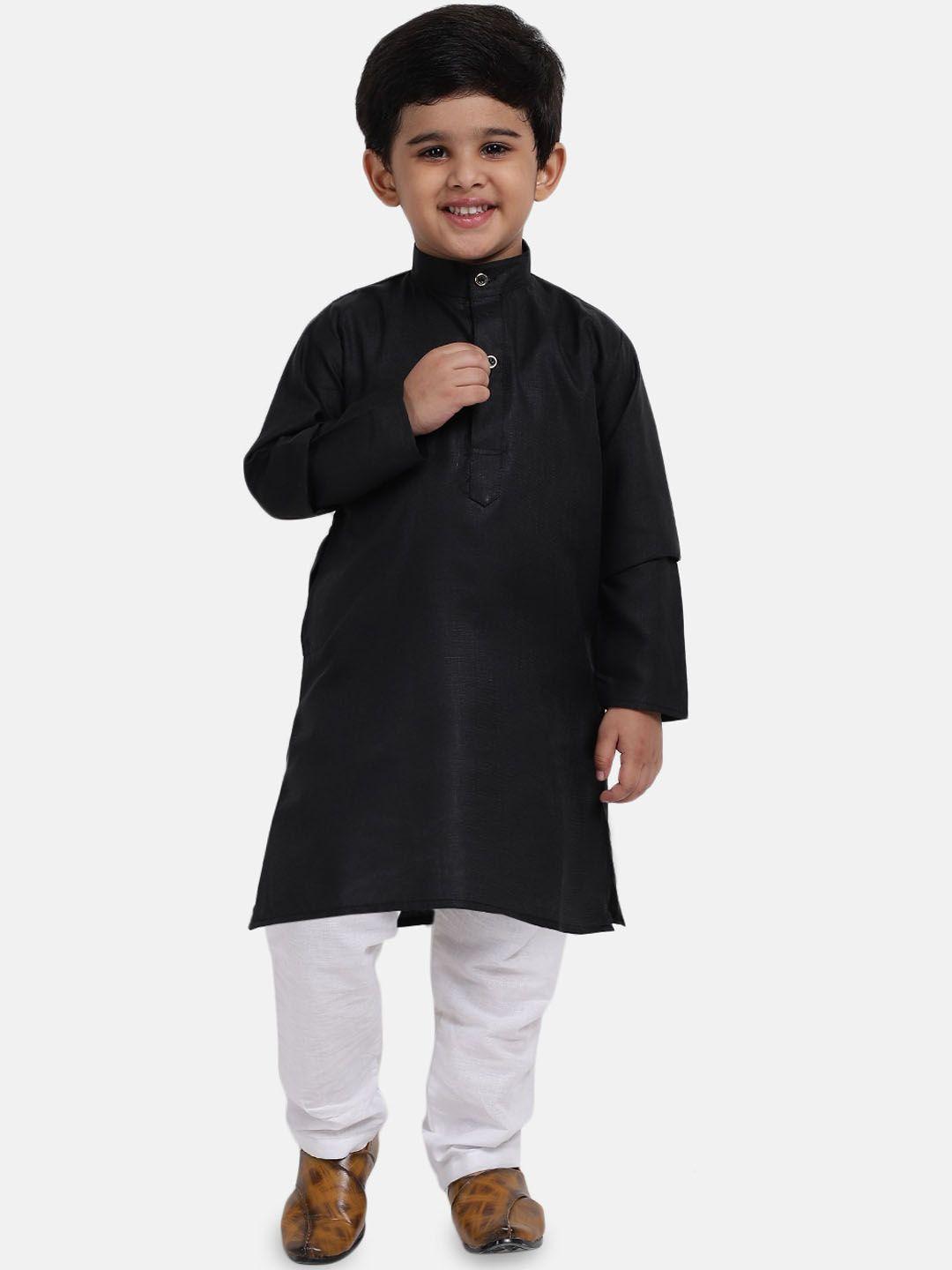 bownbee boys black pure cotton kurta set