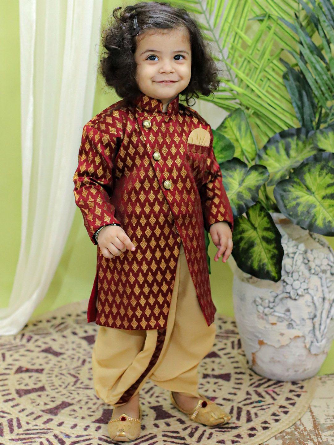 bownbee boys self-designed jaquard sherwani set