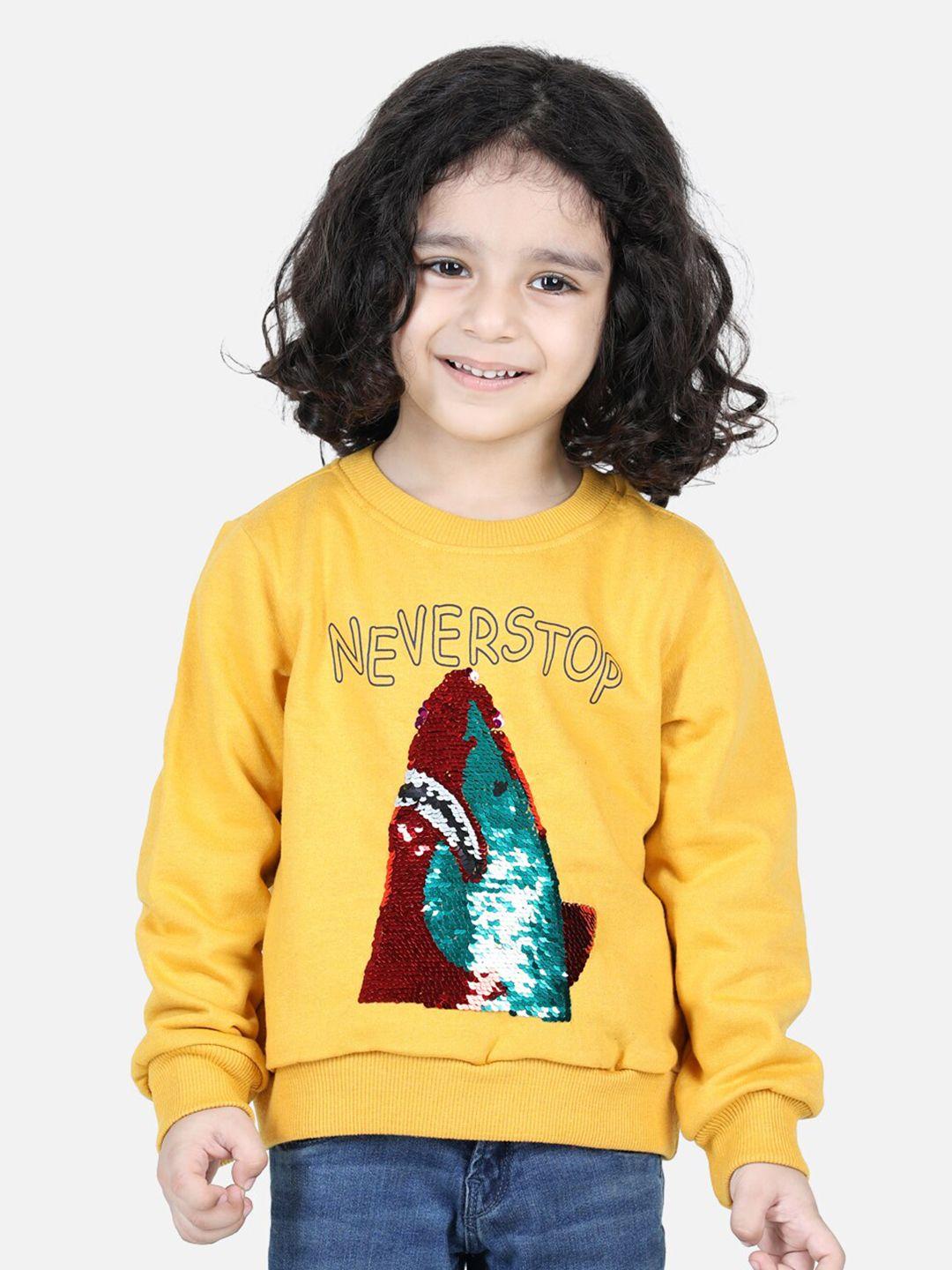 bownbee boys yellow printed fleece sweatshirt