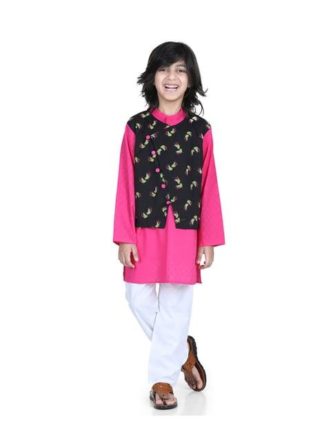 bownbee kids multicolor printed kurta, pajama with jacket