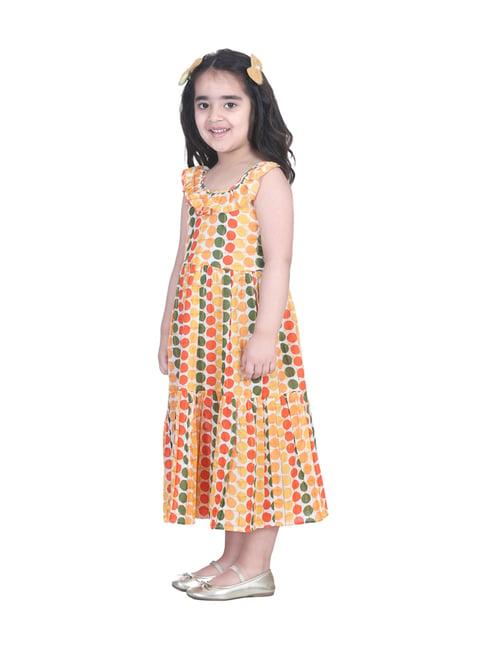 bownbee kids yellow cotton printed frock