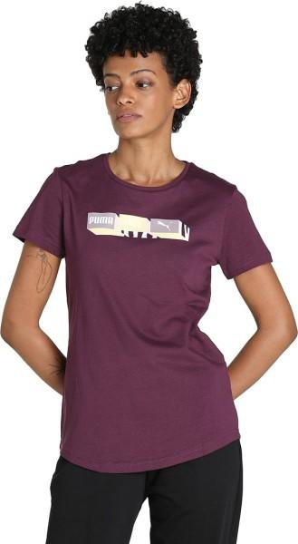 box logos graphic tee women graphic print round neck cotton blend purple t-shirt