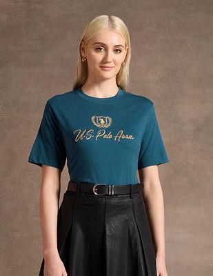 boxy fit brand embroidered t-shirt