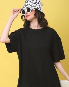 boxy fit crew-neck cotton shirt