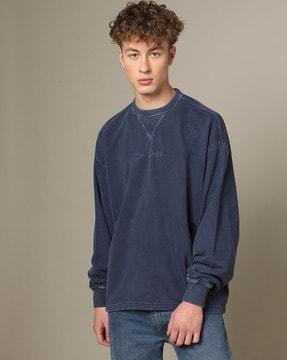 boxy fit crew-neck sweatshirt with brand embroidery