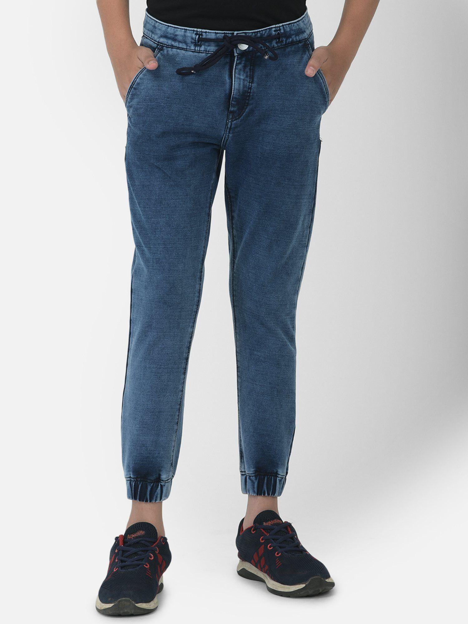 boy blue solid casual joggers